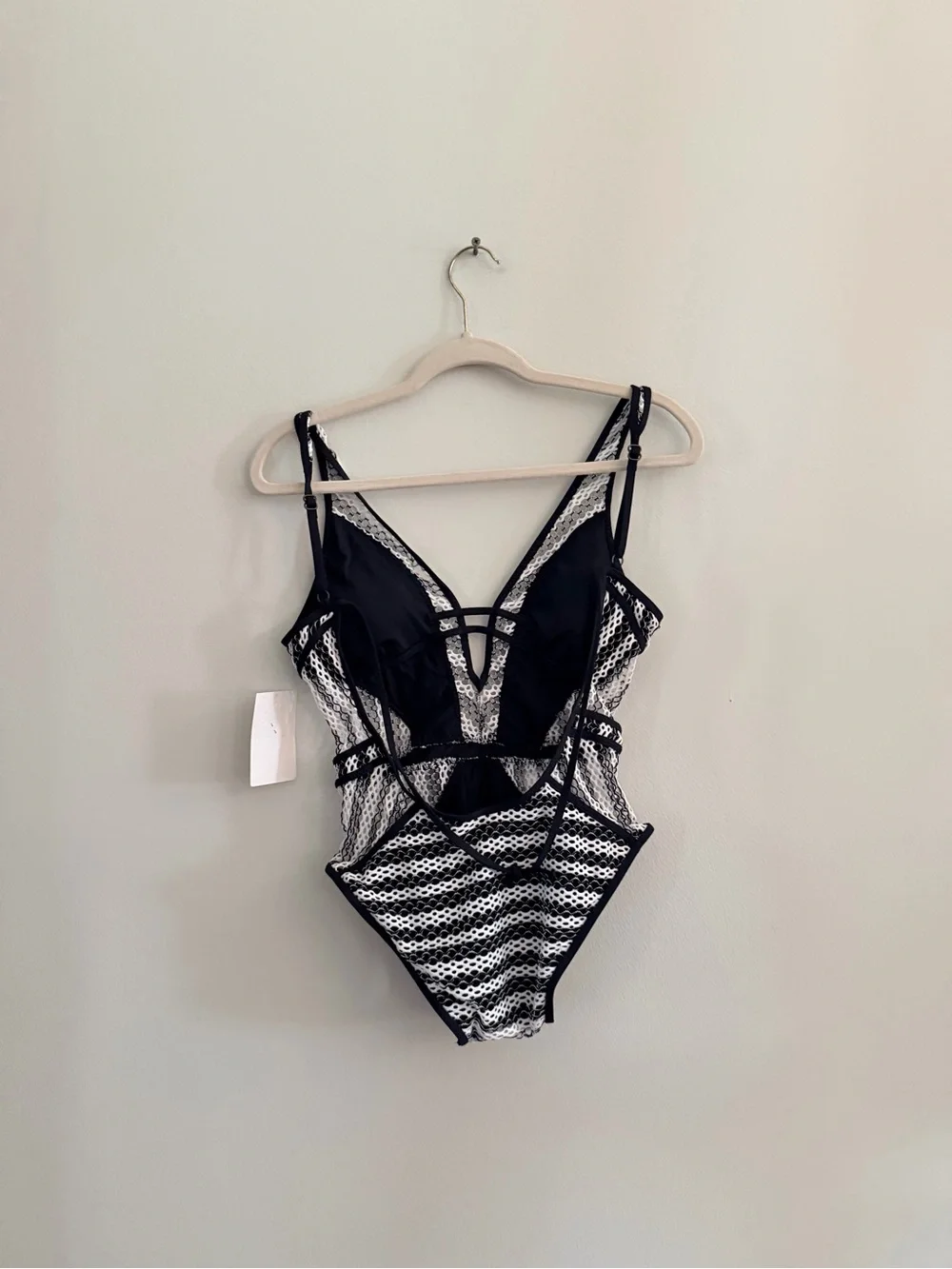 BECCA Black and White Striped One-Piece Swimsuit